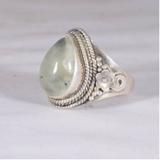 Prehnite ring, natural gemstone ring